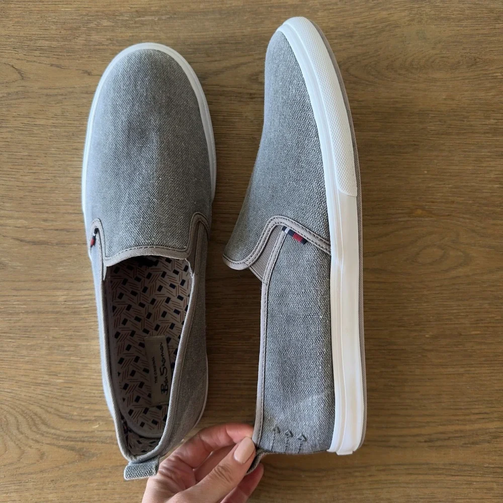 Ben Sherman Men's Slip-On Gray Canvas Fabric Loafers-Size US 13‎
